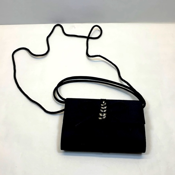 Nytlites black satin gems evening bag clutch or cross over purse - Picture 1 of 6